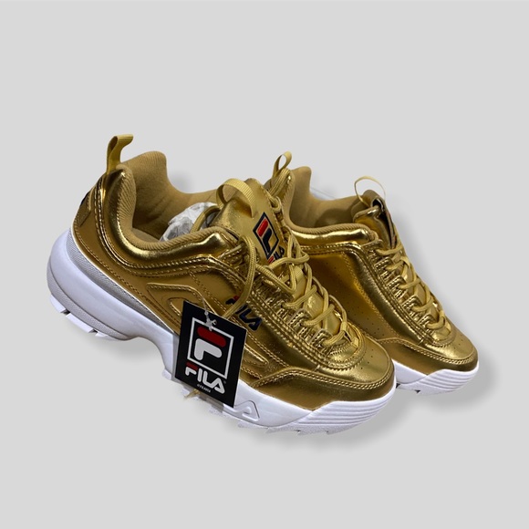 NWT Gold Metallic Filas Women’s Disruptor 2 - Picture 2 of 4